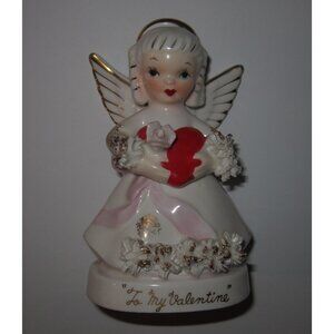 Napco February Angel Girl Heart Figurine To My Valentine Rose VTG Japan A1362/V